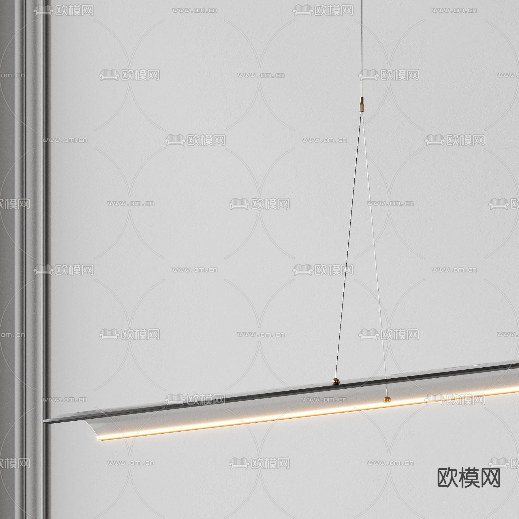 现代透明亚克力办公吊灯3d模型下载（渲染图3）