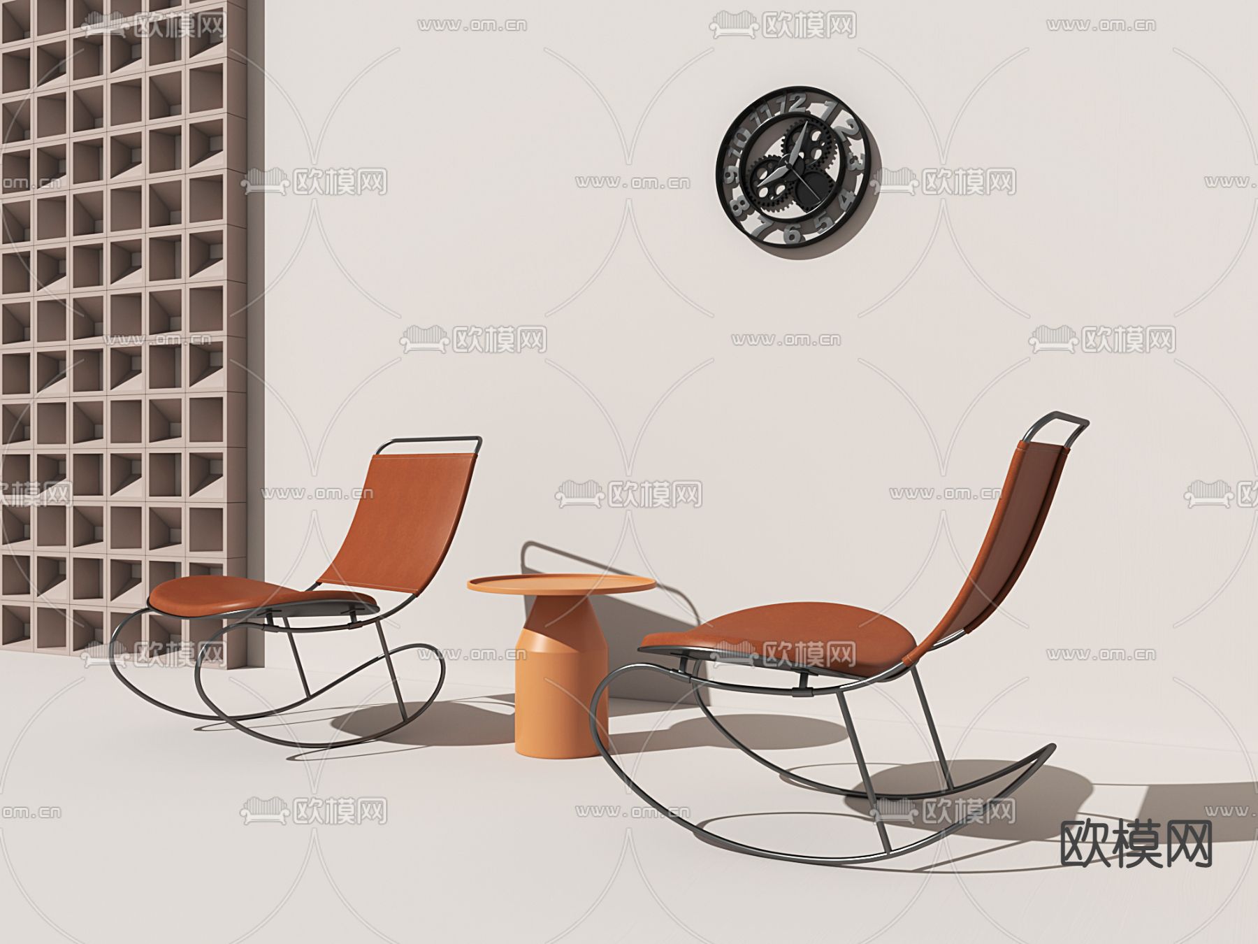 工业风休闲摇椅3d模型下载