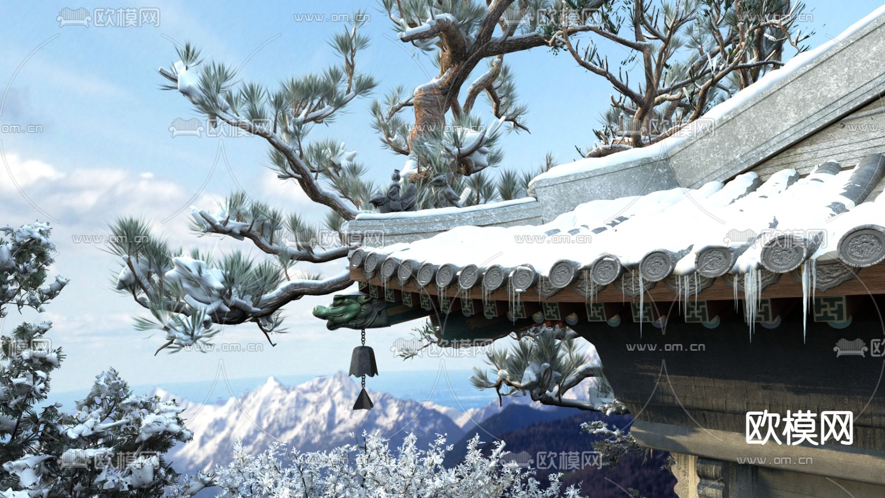 中式古建一角3d模型下载