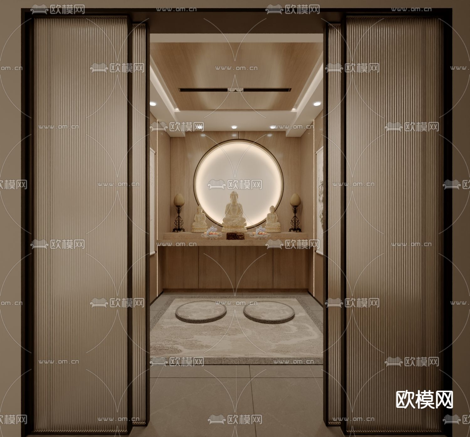 现代佛堂免费3d模型下载