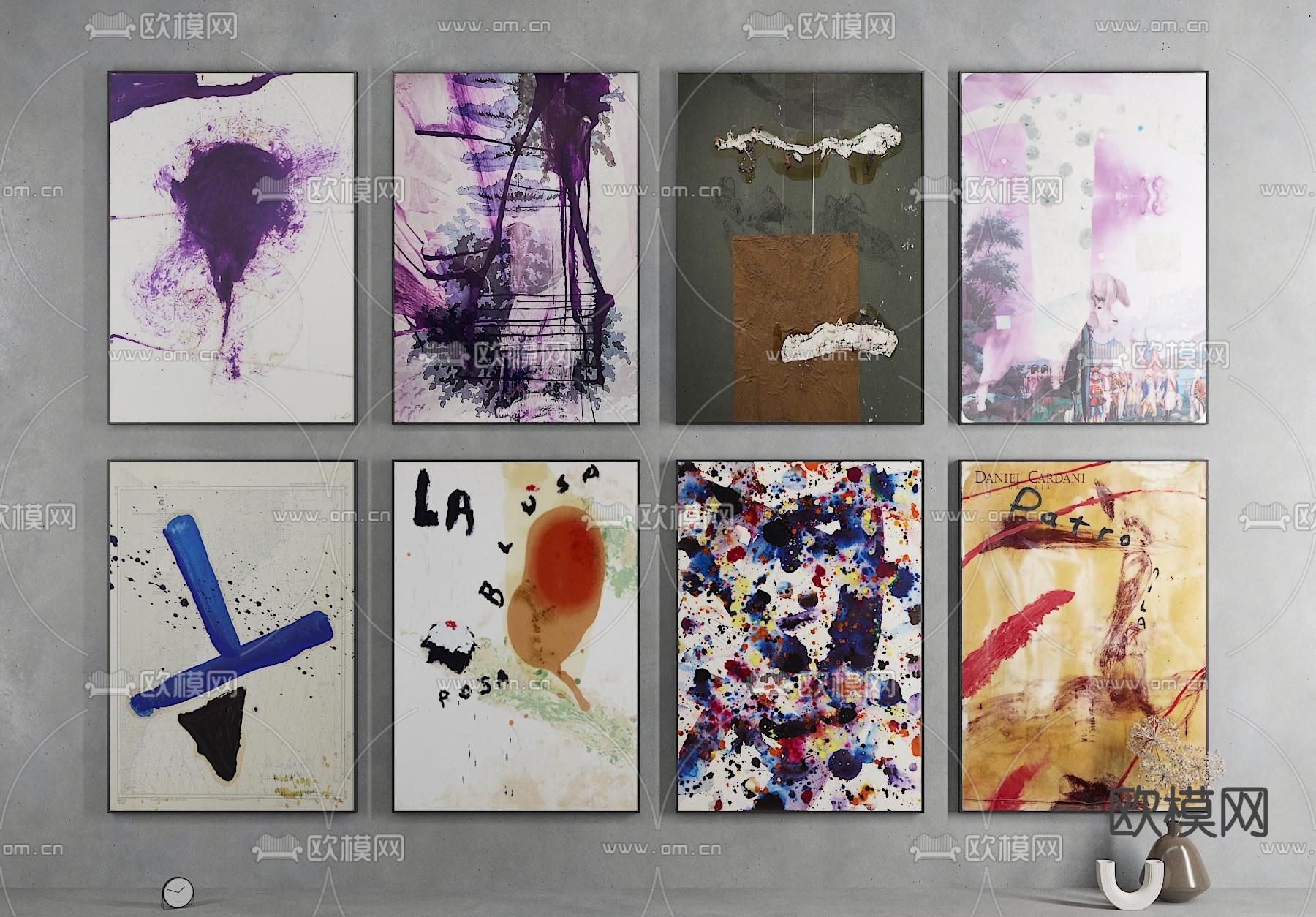 孟菲斯风艺术装饰画3d模型下载