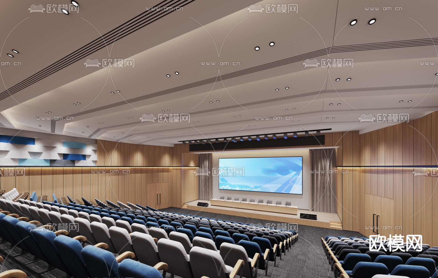 现代酒店阶梯大型会议室3d模型