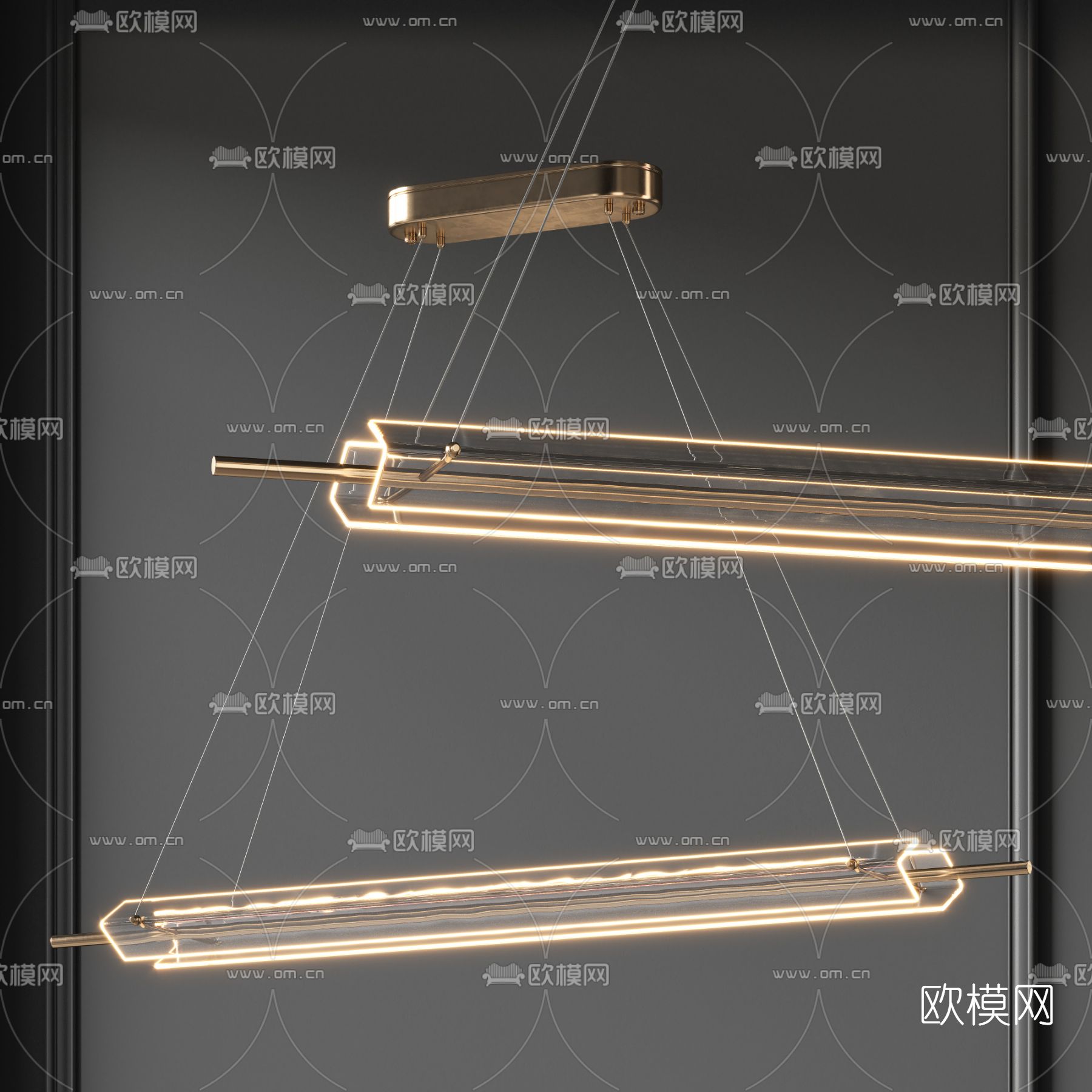 现代条形装饰吊灯3d模下载