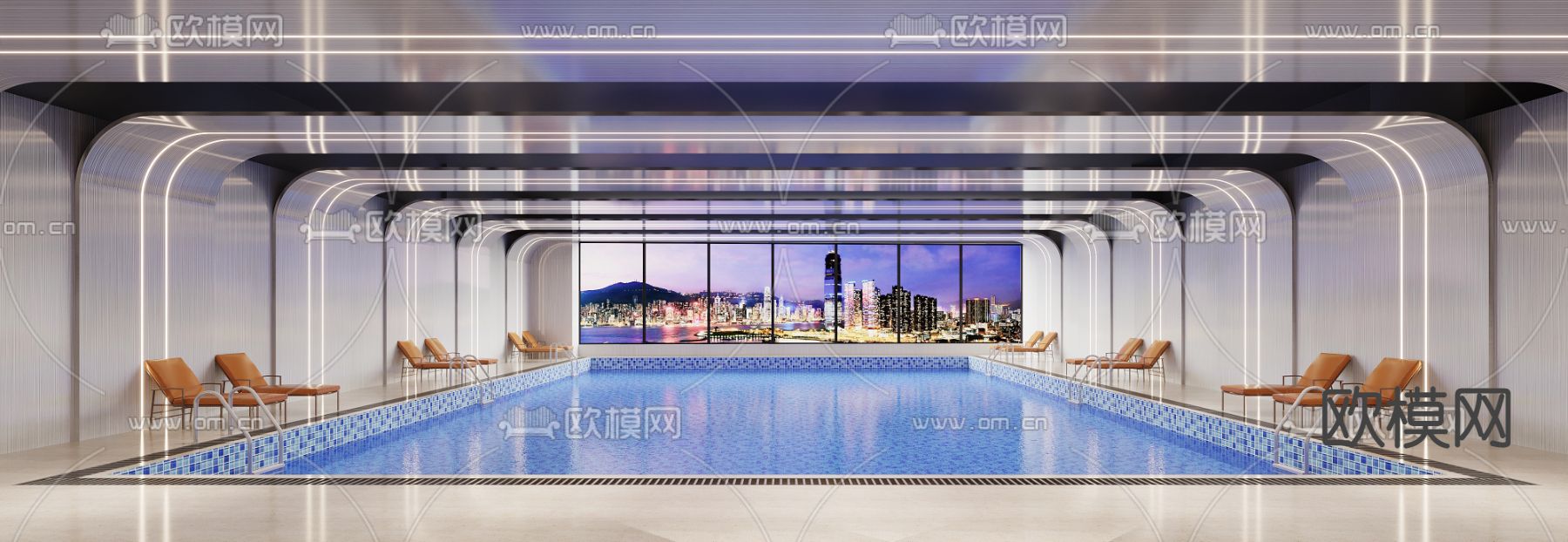现代游泳馆3d模型下载（渲染图1）