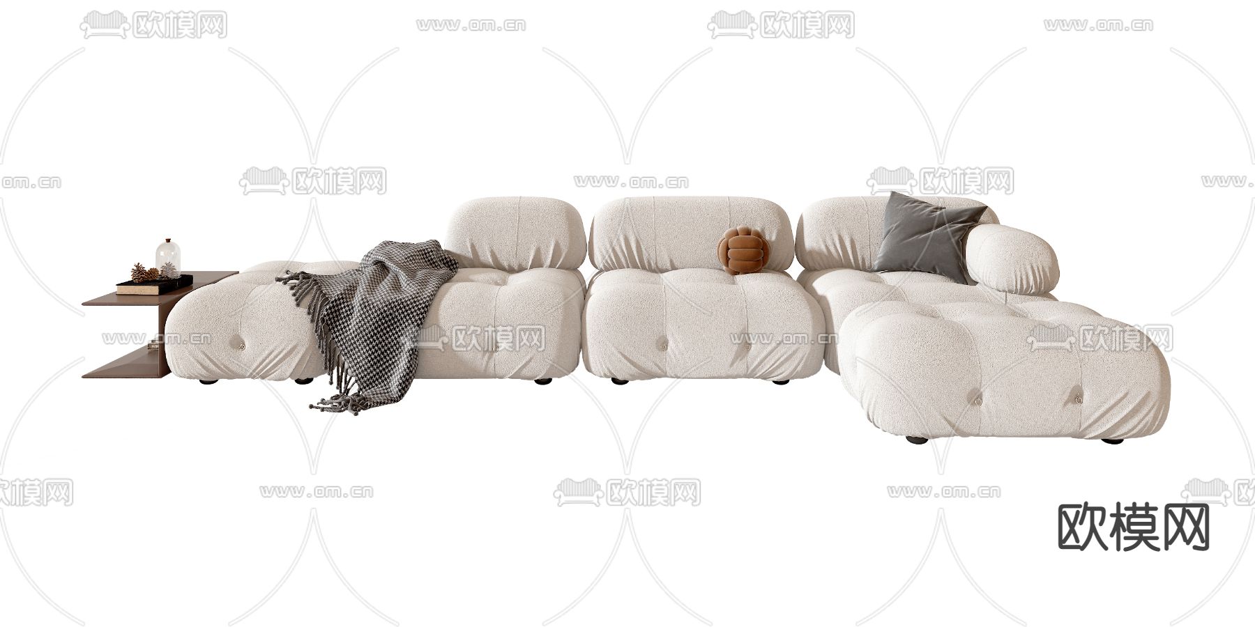 B&B italia 现代奶油白转角沙发3d模型下载（渲染图2）