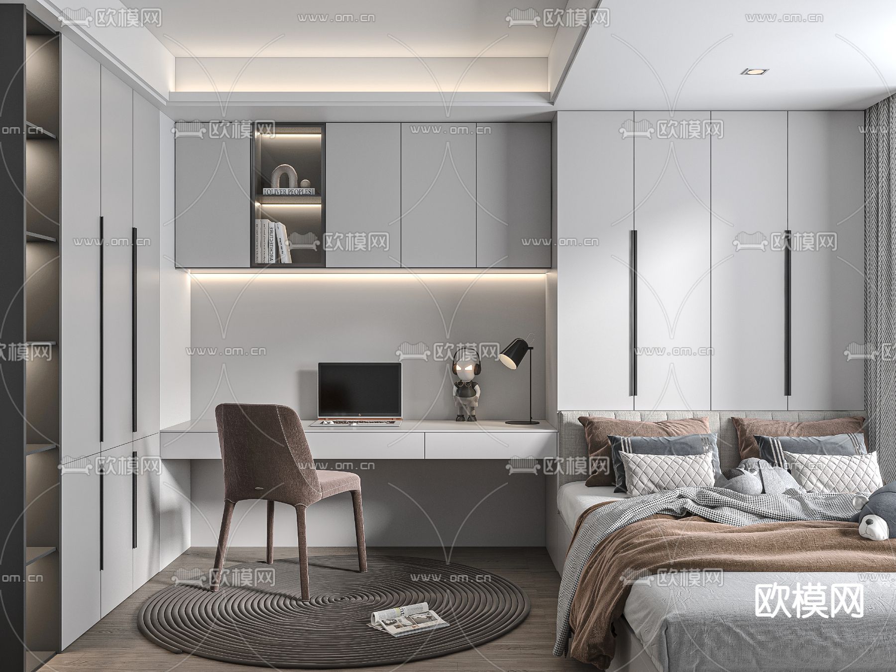 现代榻榻米卧室3d模型下载