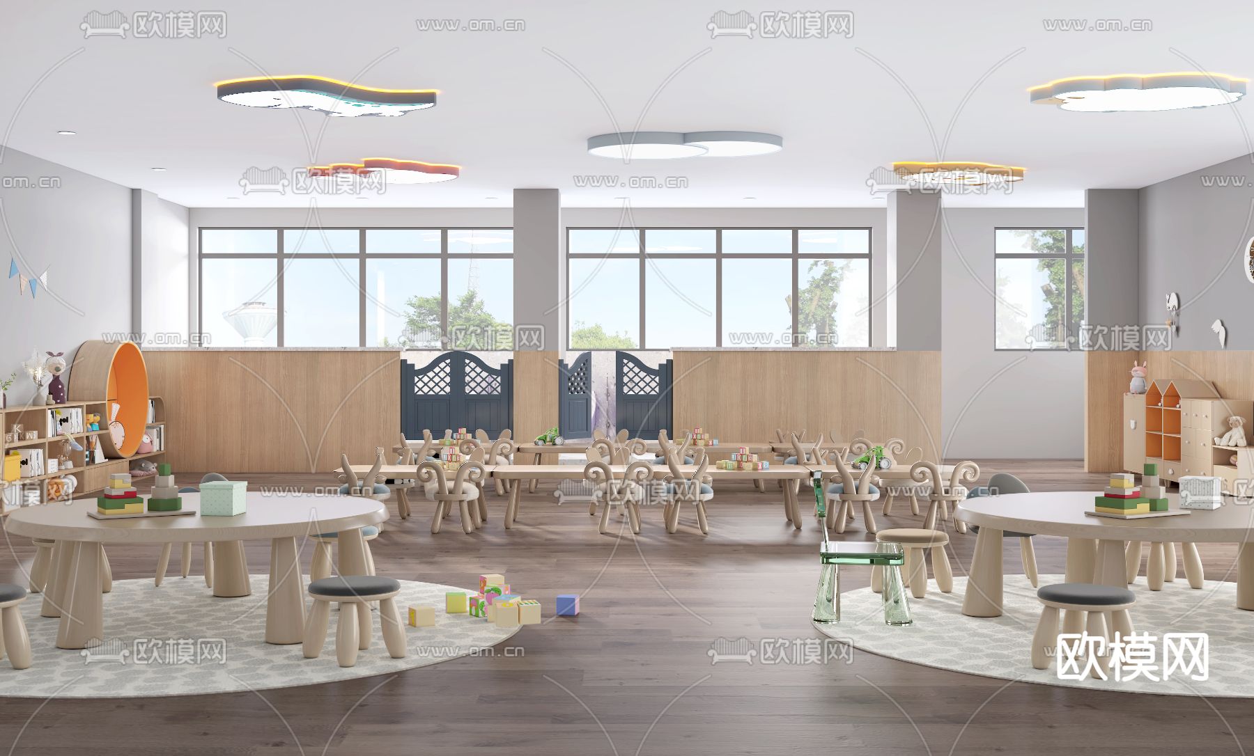 现代幼儿园教室3d模型下载