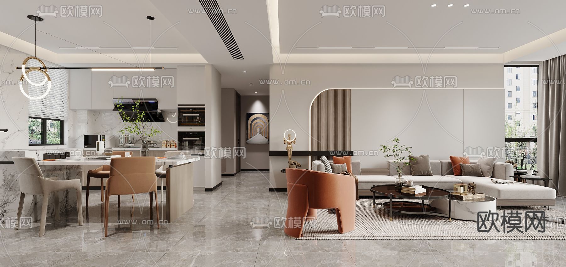 现代客餐厅3d模型下载_ID11965264_3dmax免费模型-欧模网