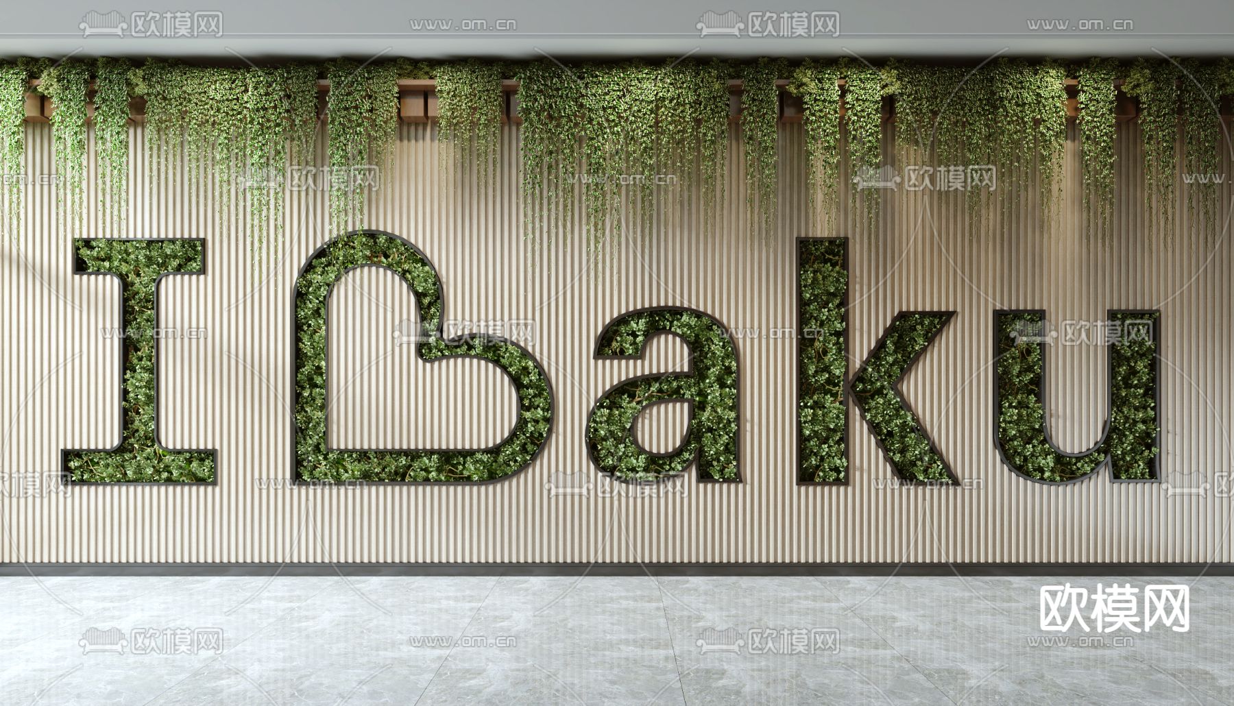 现代景观植物墙3d模型