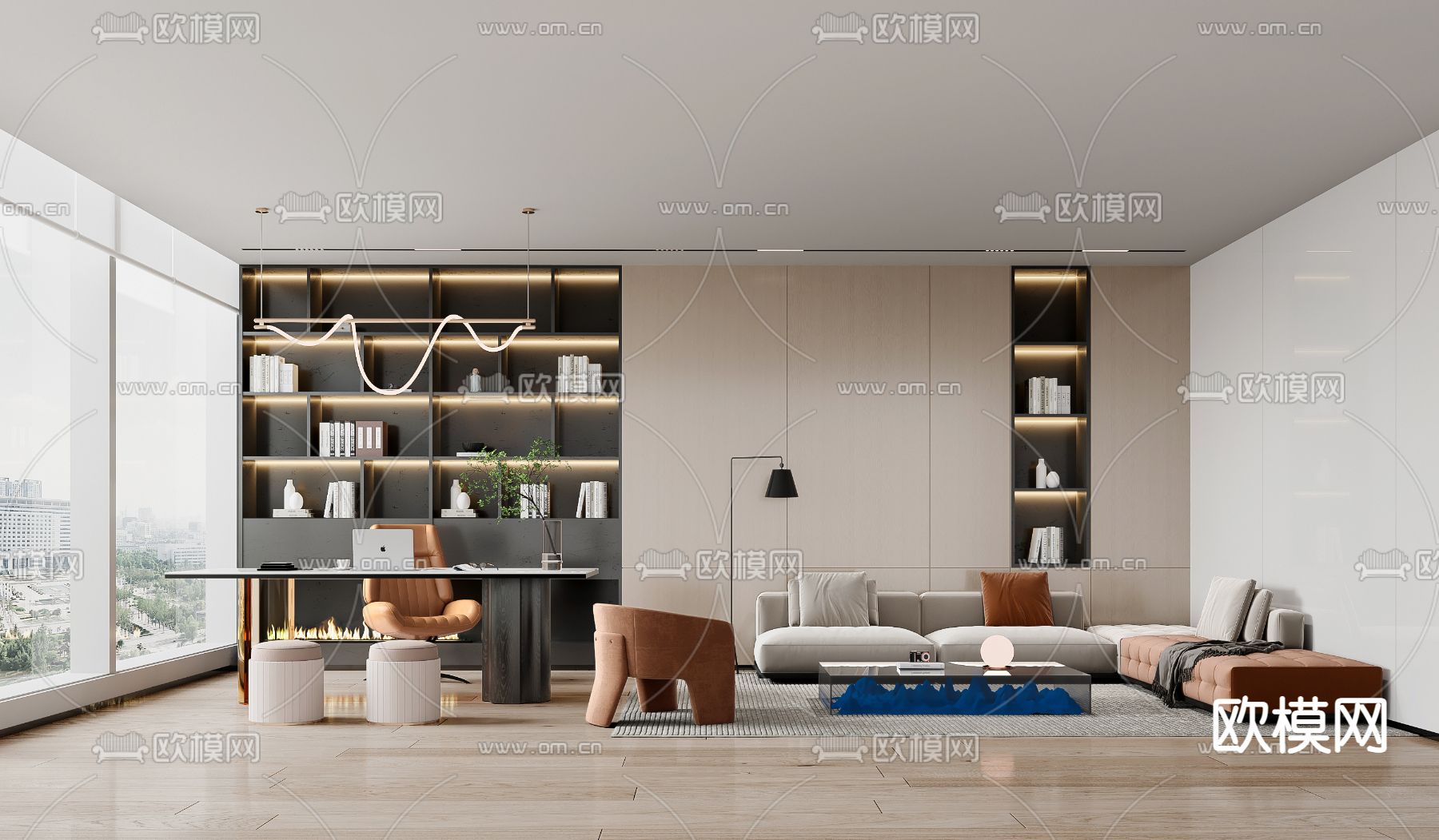 现代总经理室3d模型下载