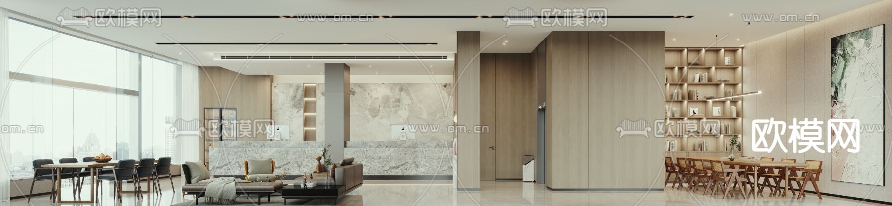 现代酒店大堂吧3d模型下载（渲染图2）