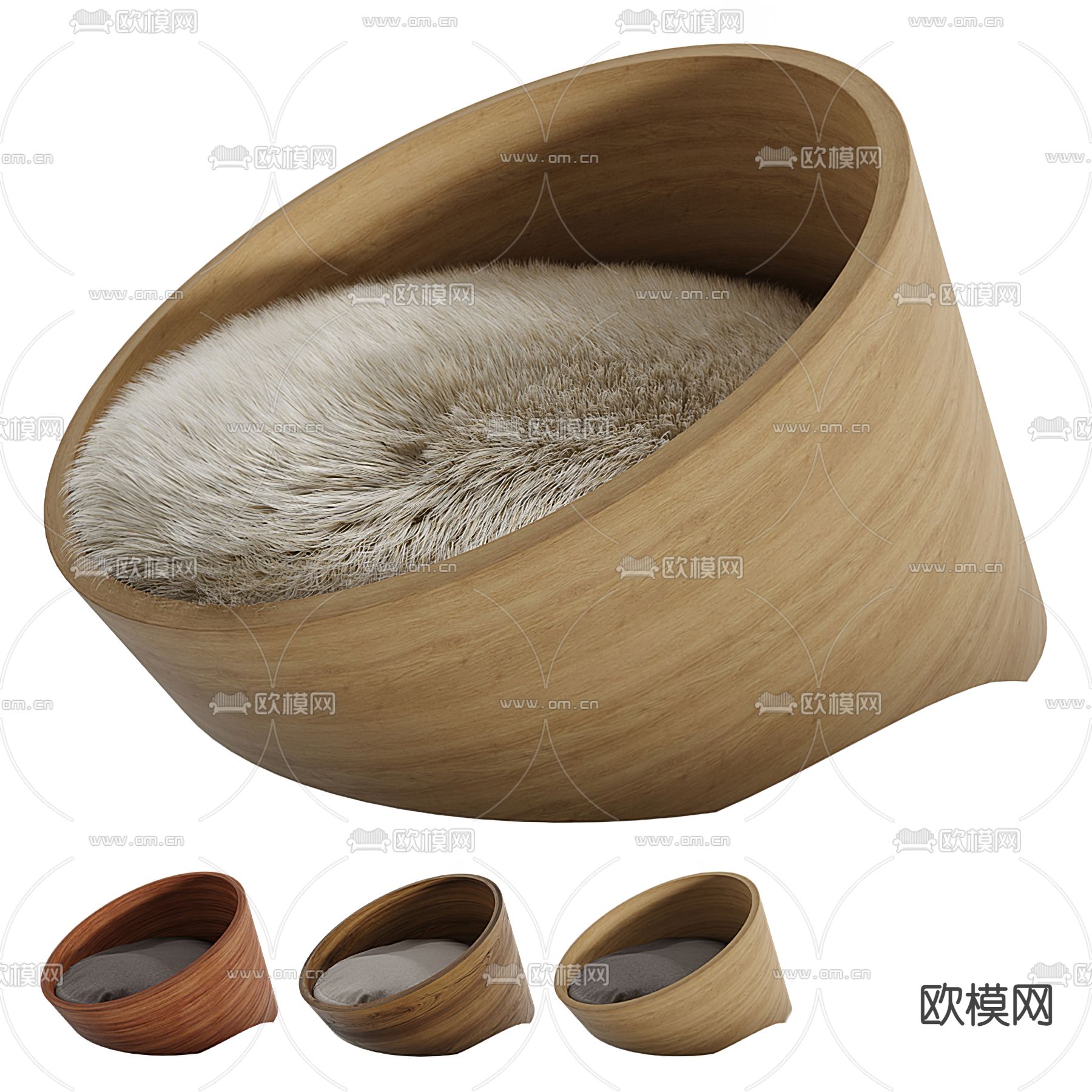 现代圆形绒毛猫窝3d模型下载