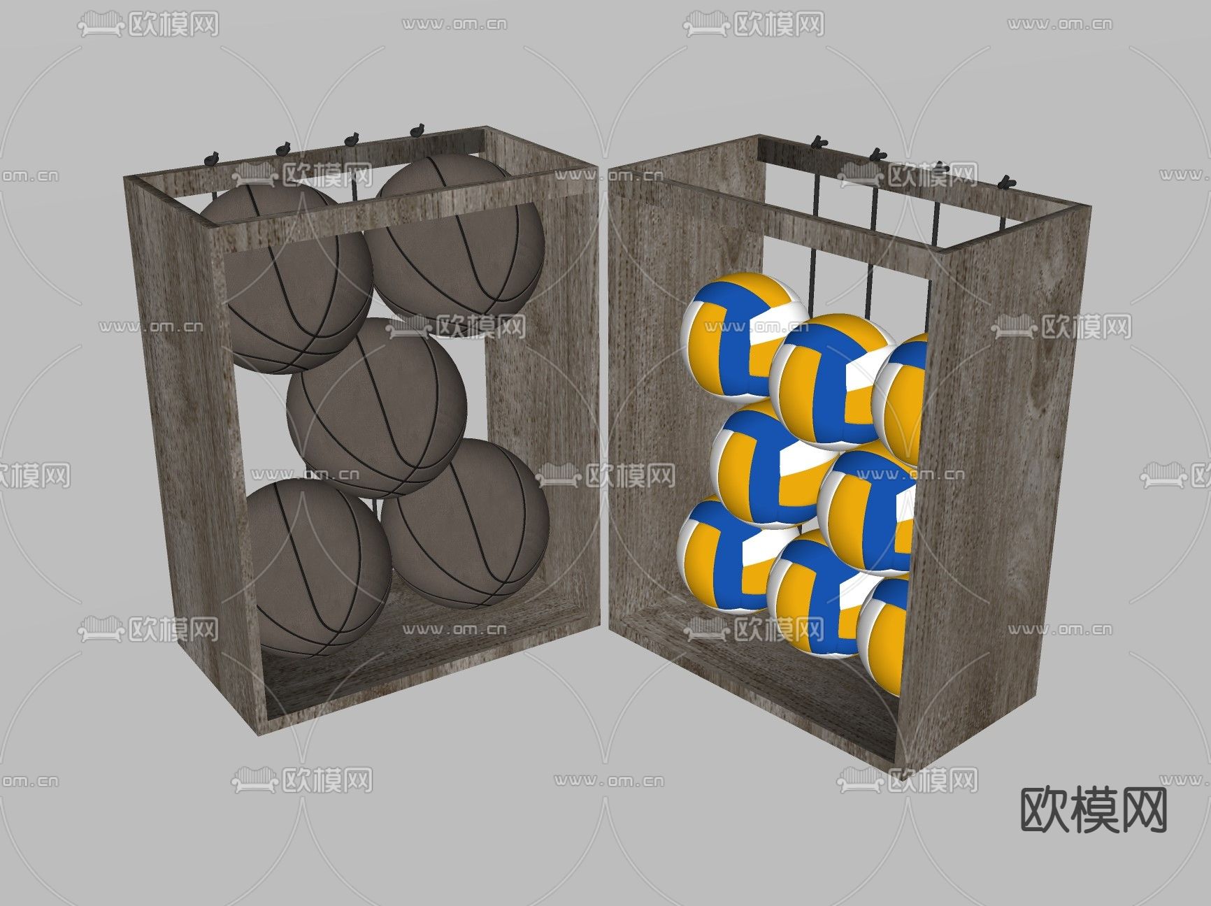 现代篮球排球球筐su模型下载（渲染图2）