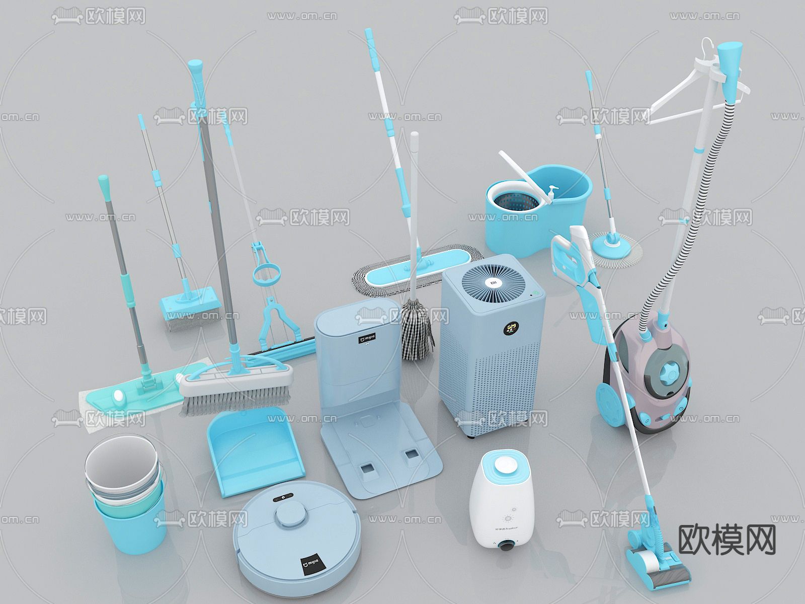 现代扫帚拖把吸尘器su模型下载（渲染图1）