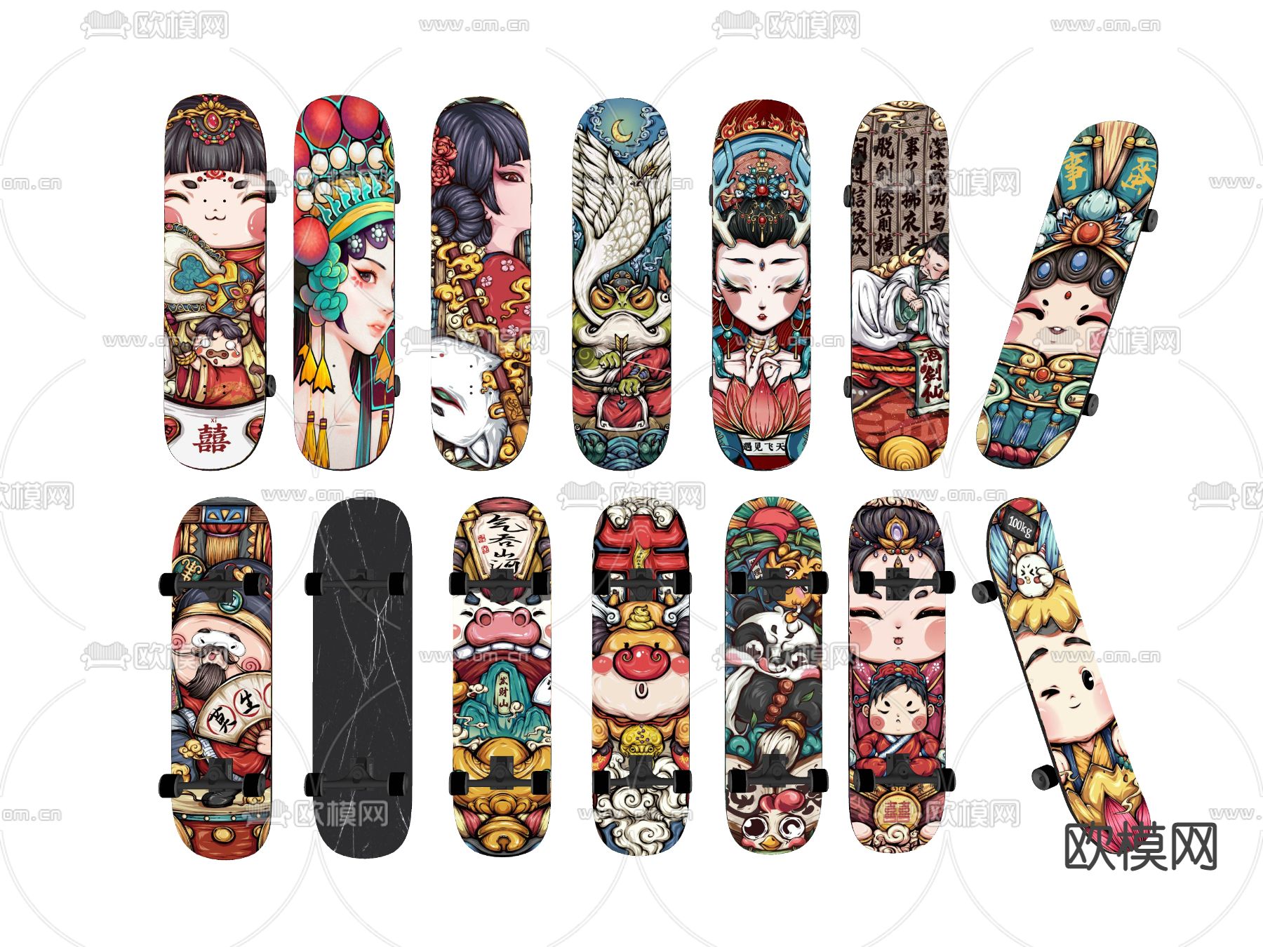 现代国风滑板su模型下载（渲染图2）