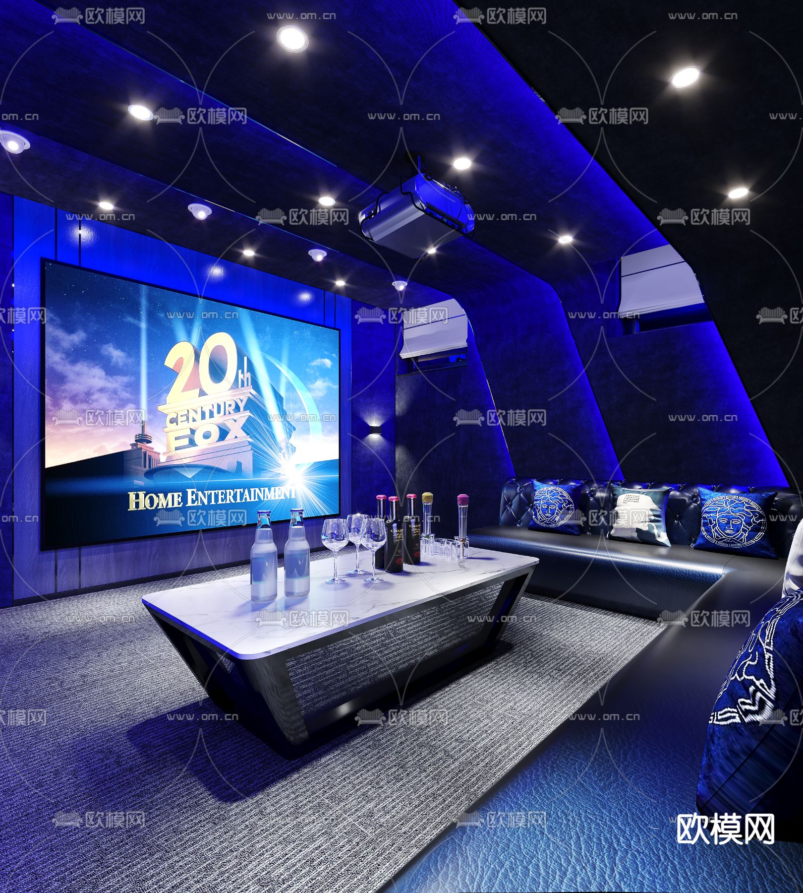 现代影音室家庭影院3d模型下载