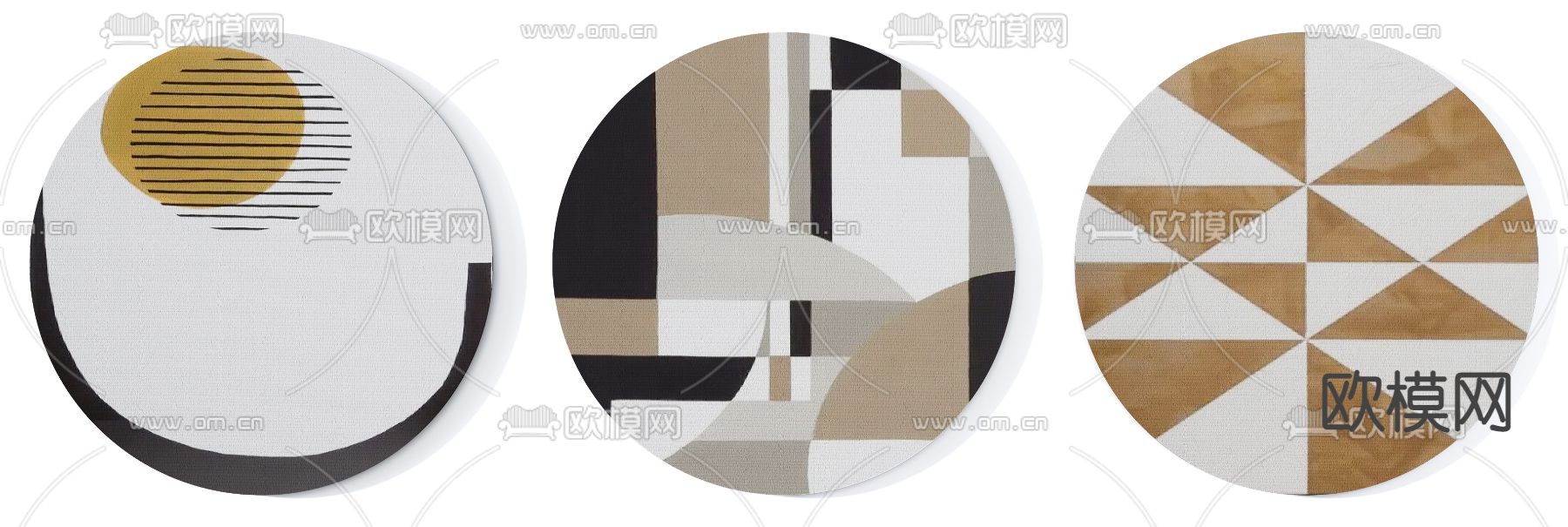 现代咖色圆形地毯免费3d模型下载