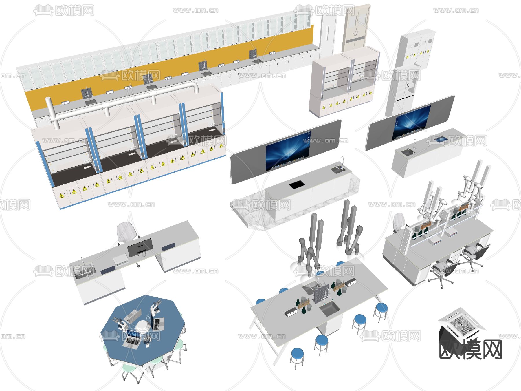 现代实验室器材su模型下载（渲染图2）
