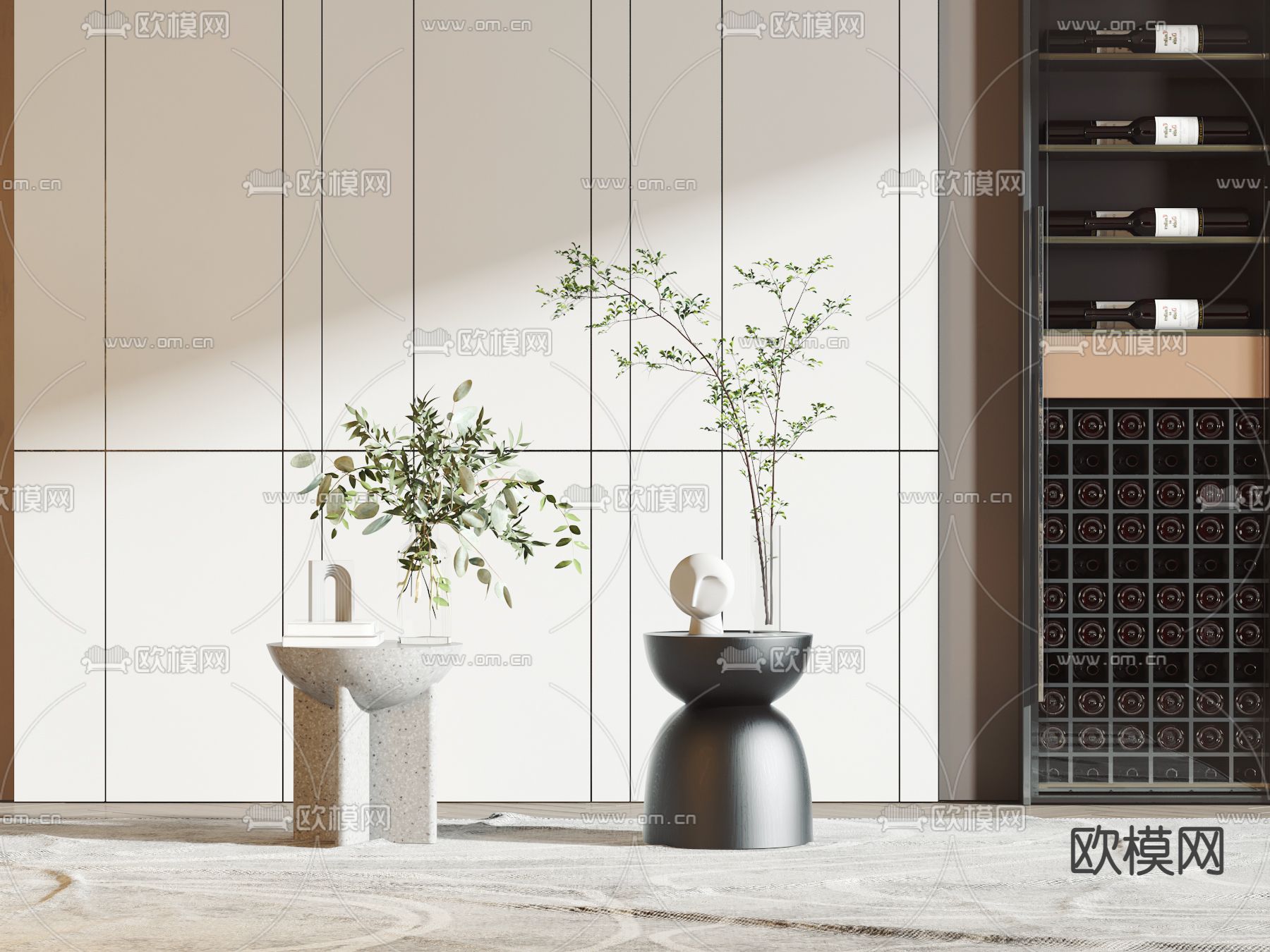 现代边几圆几3d模型下载