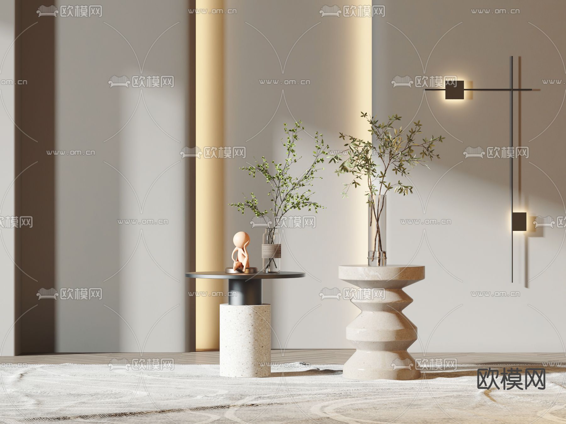 现代边几圆几3d模型下载