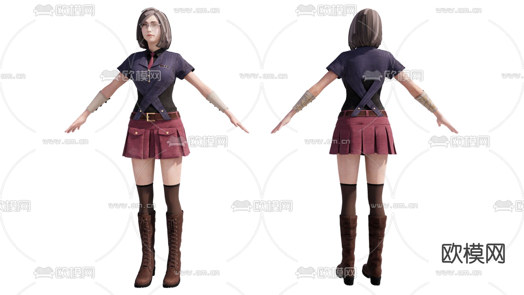 现代美女人物su模型下载（渲染图1）