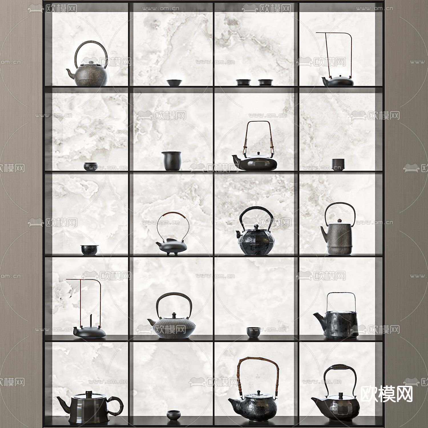 中式紫砂壶铁茶壶茶具3d模型下载