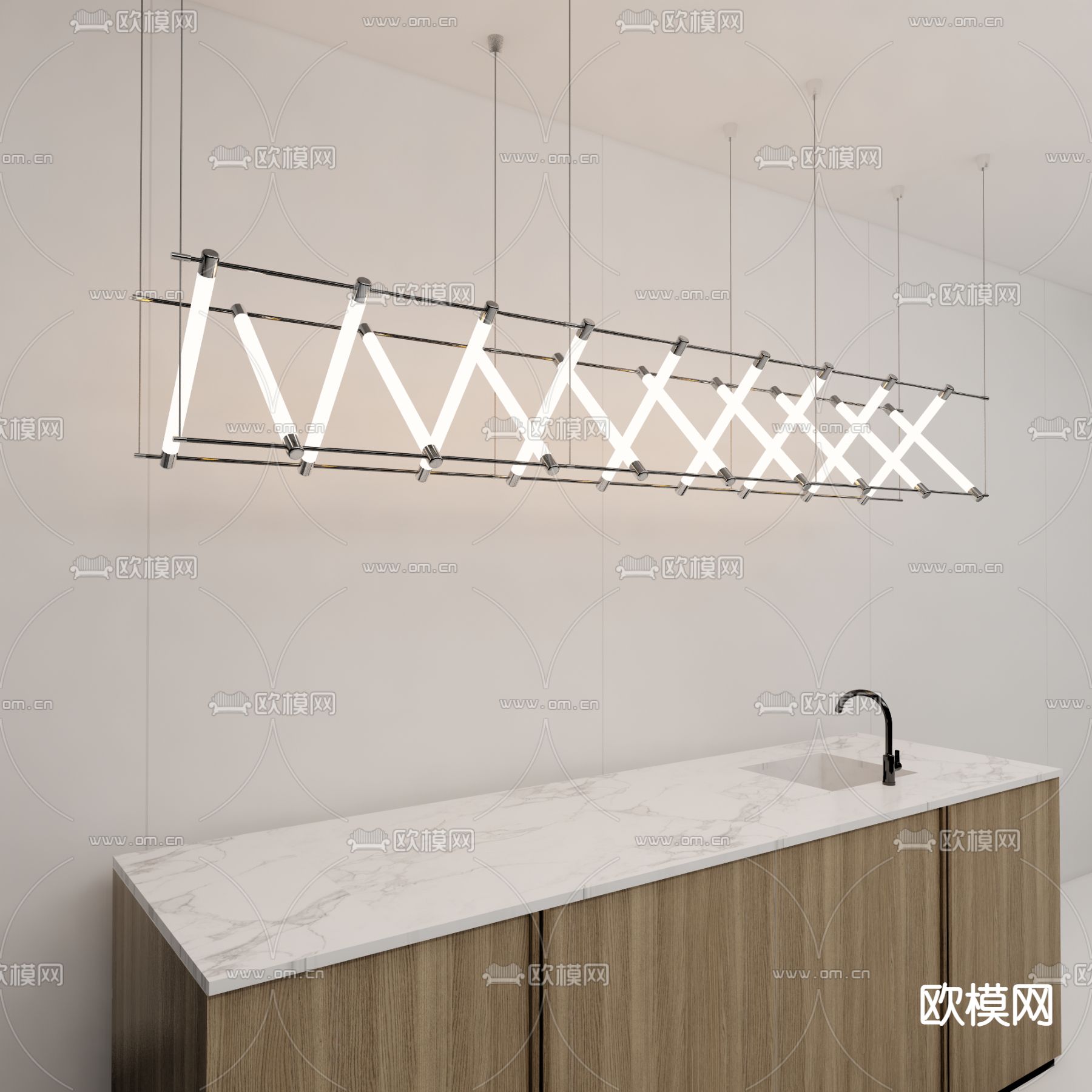 现代吧台马扎灯su模型下载（渲染图1）