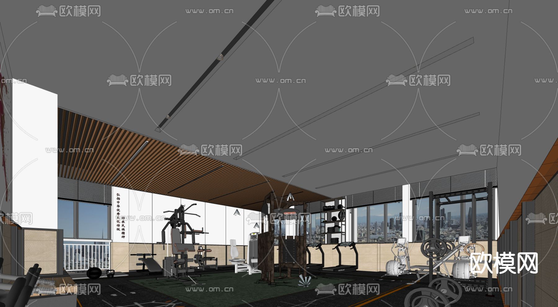 现代健身房su模型下载（渲染图2）