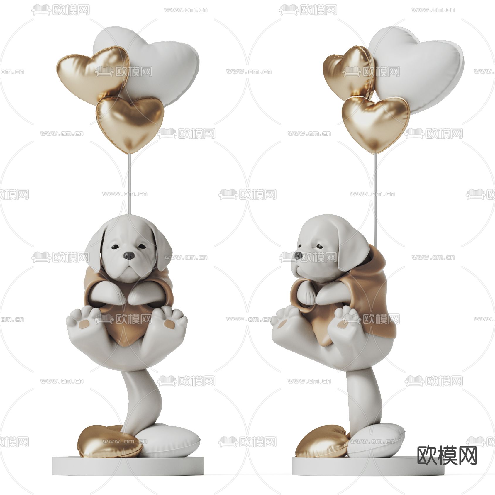 现代气球小狗潮玩摆件3d模型下载