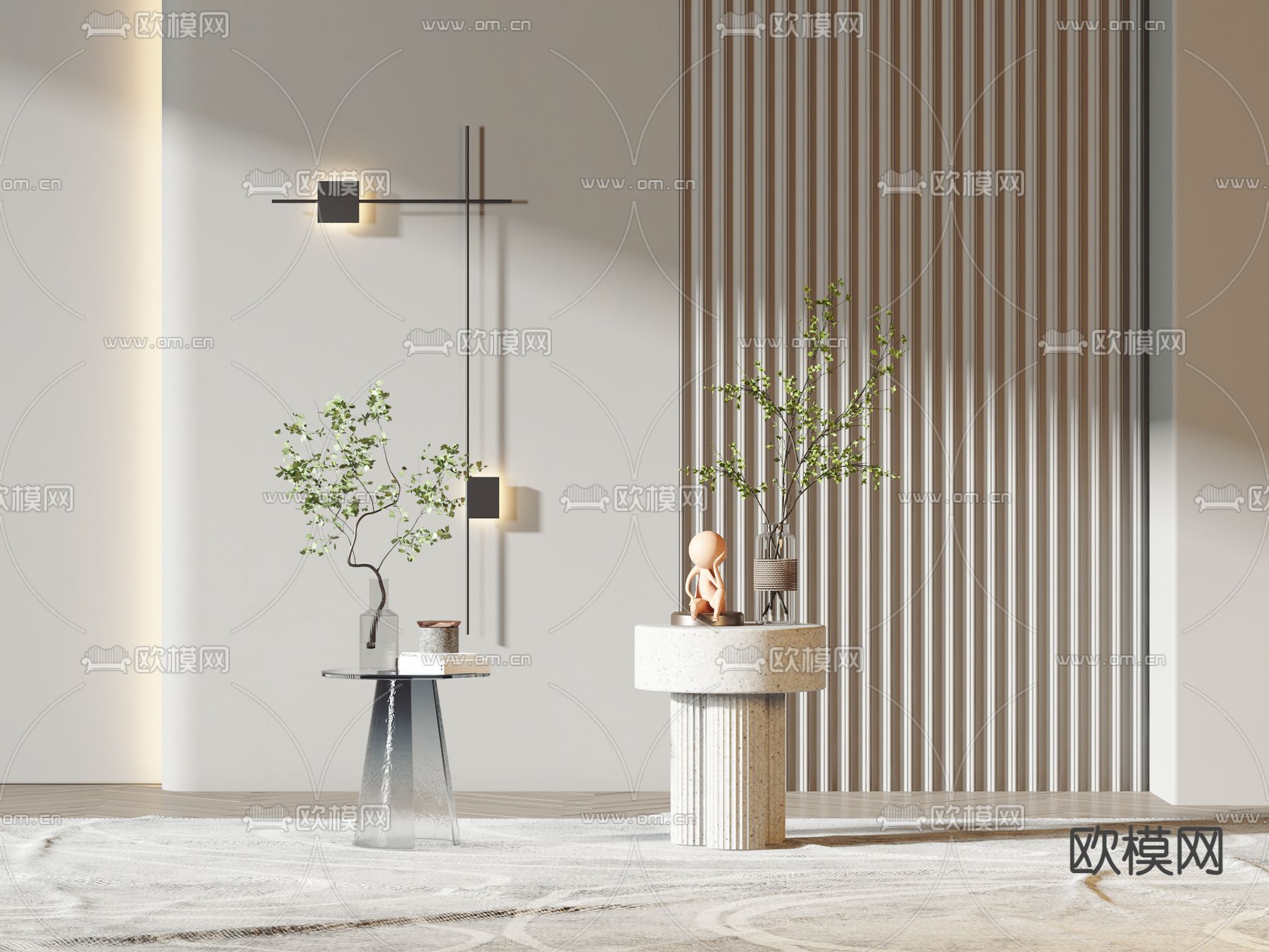 现代边几圆几3d模型下载