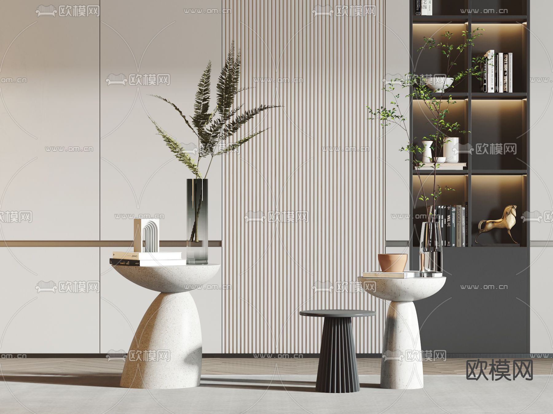 现代边几圆几3d模型下载