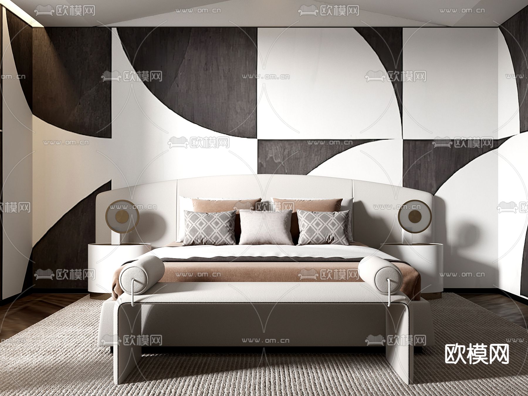 后现代双人床3d模型下载