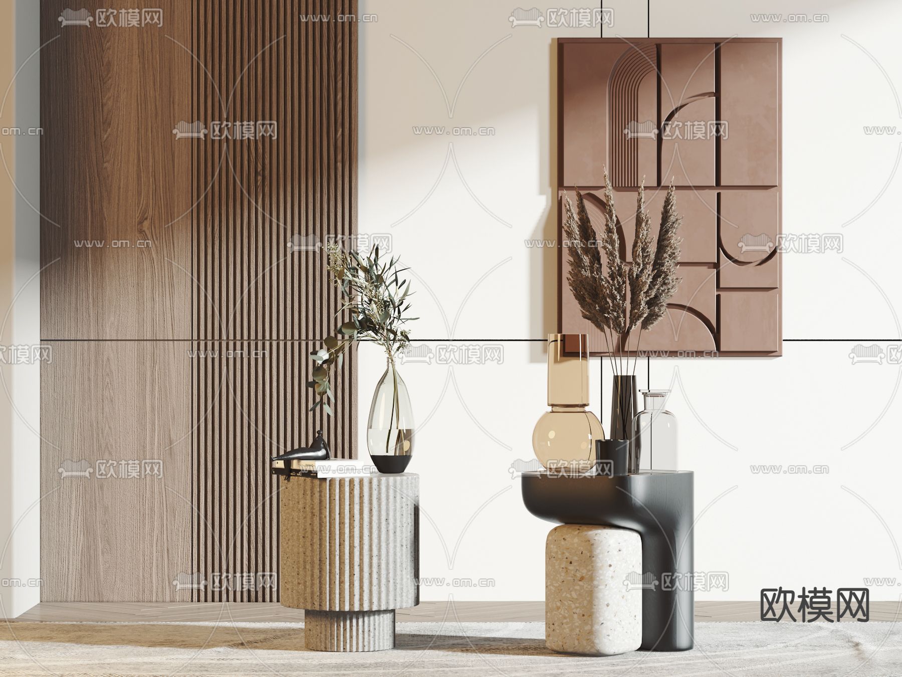 现代边几角几3d模型下载