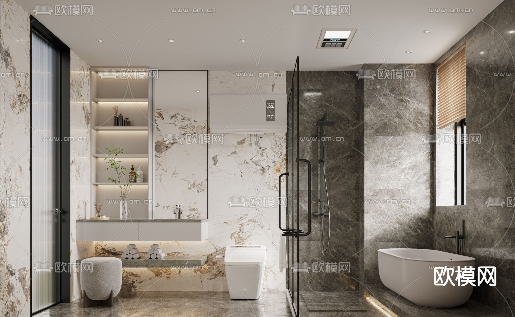 现代轻奢卫生间卫浴3d模型下载