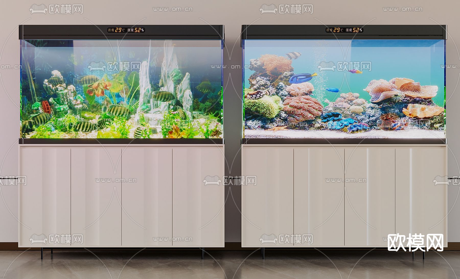现代水族鱼缸3d模型下载