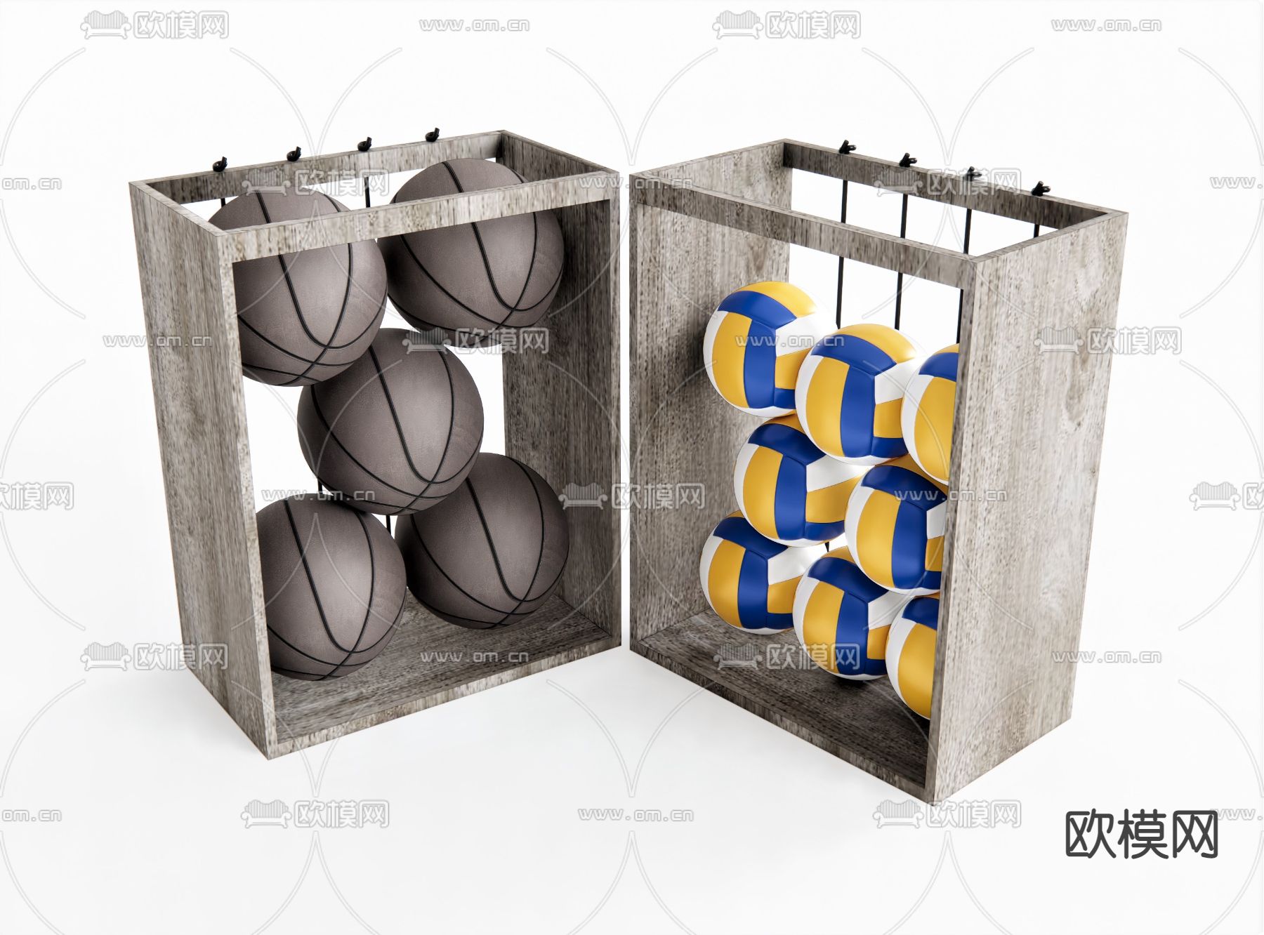 现代篮球排球球筐su模型下载（渲染图1）