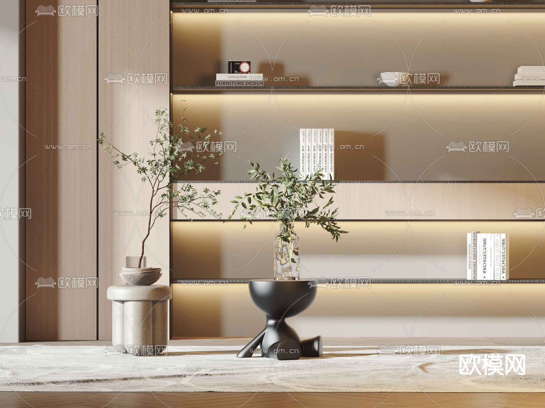 现代时尚边几圆几3d模型下载