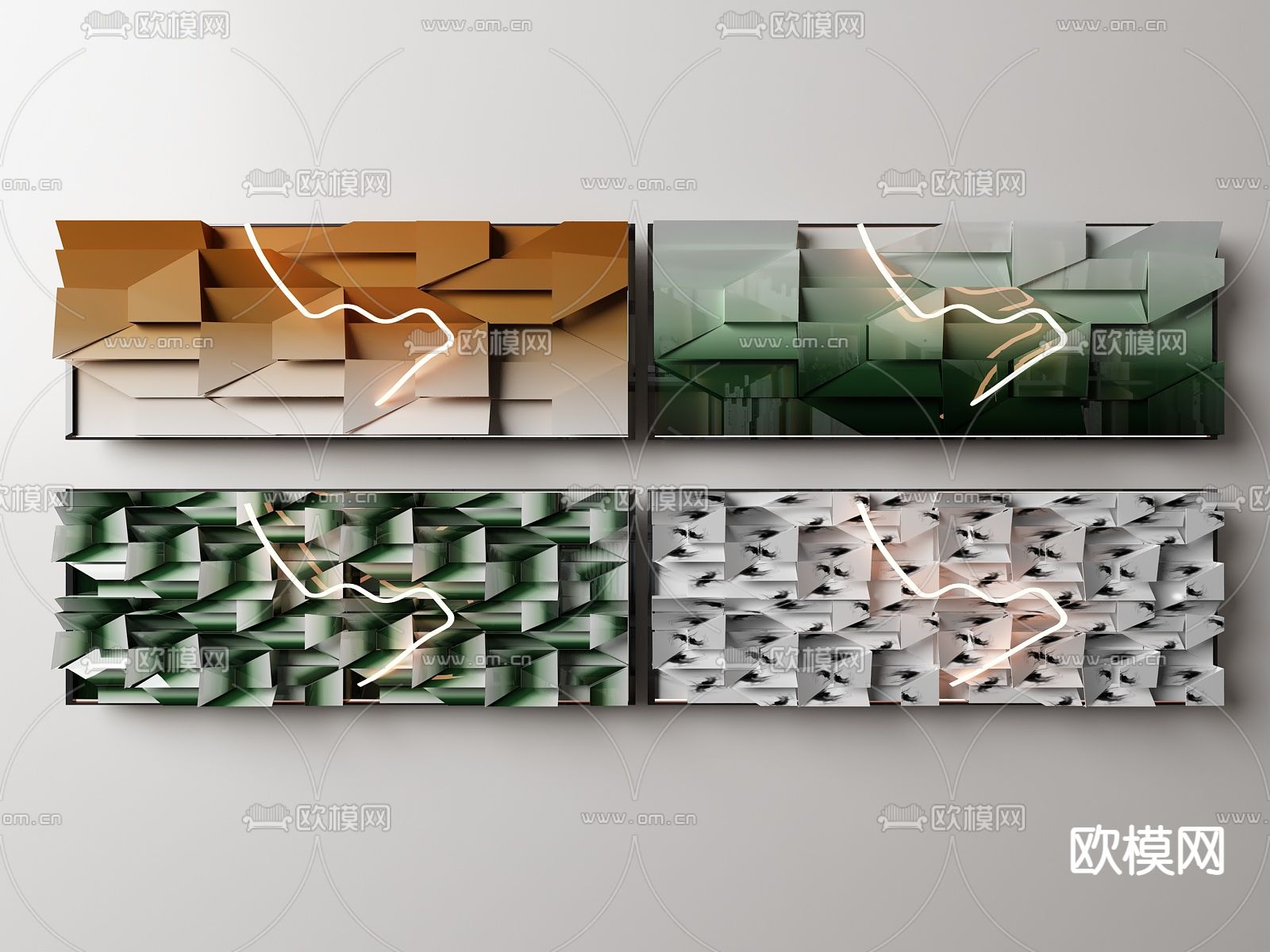 现代立体墙饰挂件su模型下载（渲染图1）