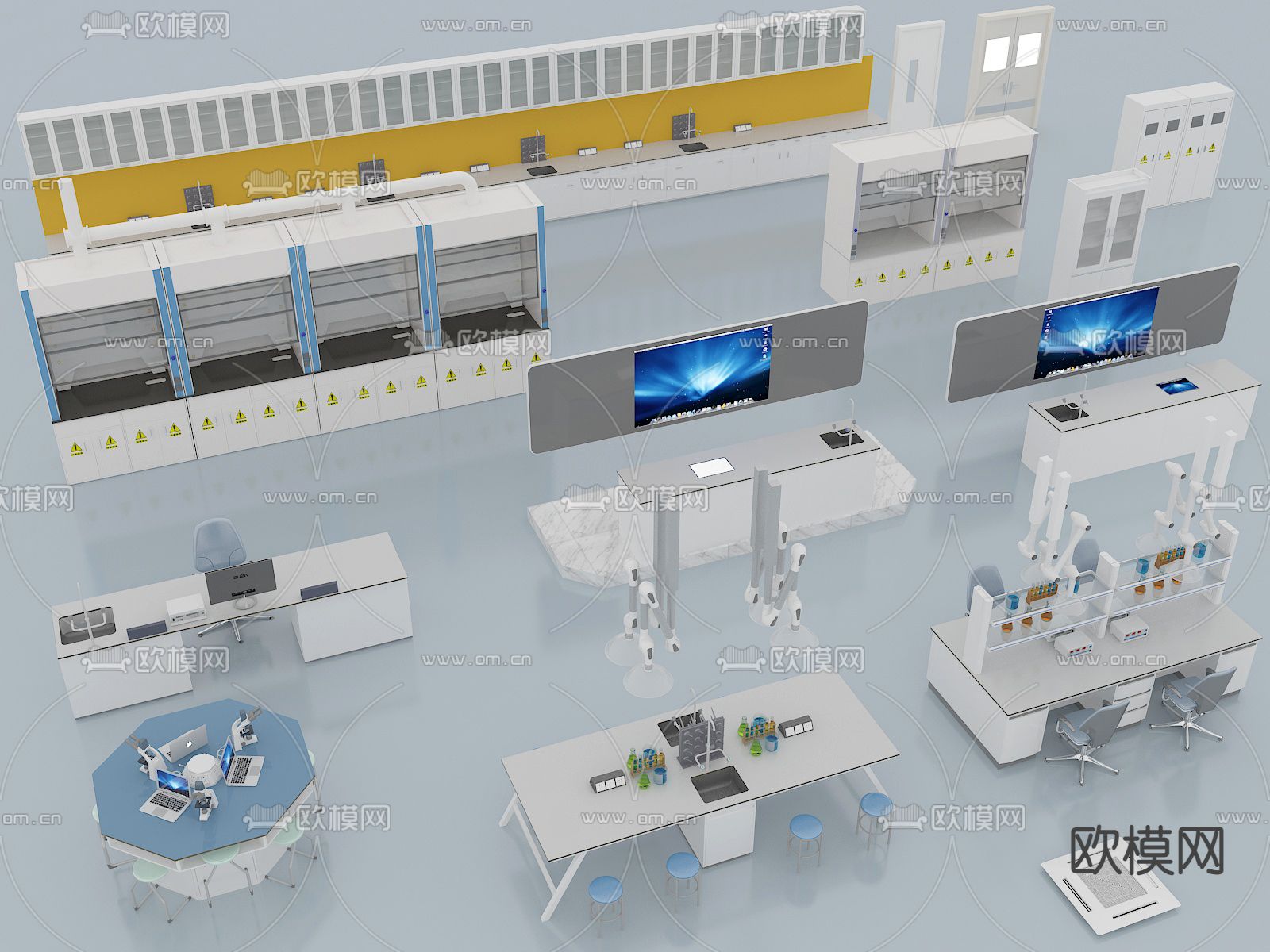 现代实验室器材su模型下载（渲染图1）