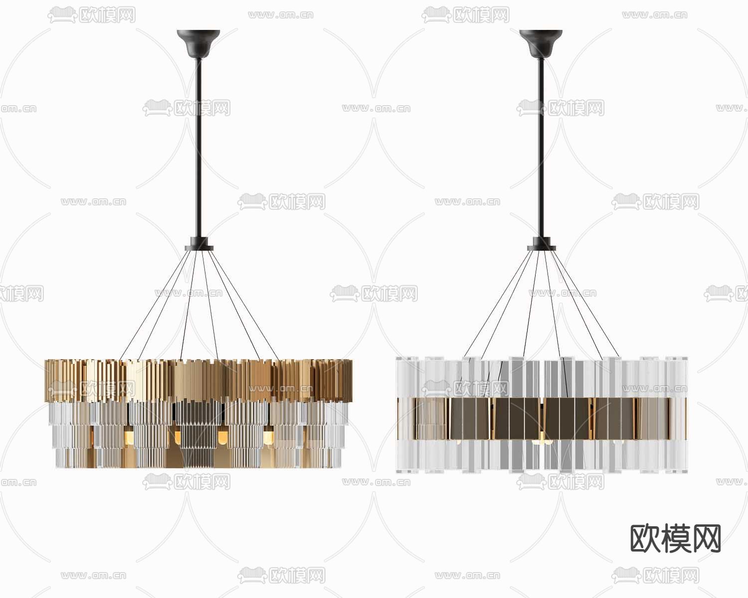 现代轻奢水晶吊灯3d模型下载