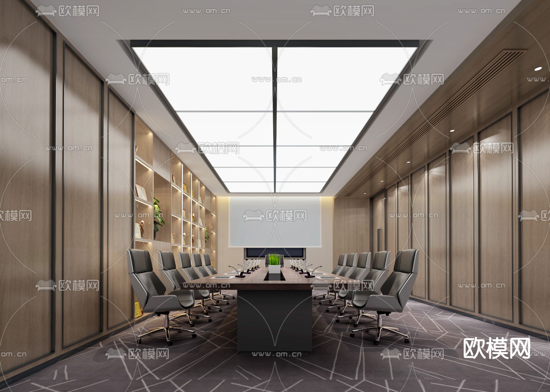 现代会议室免费3d模型下载