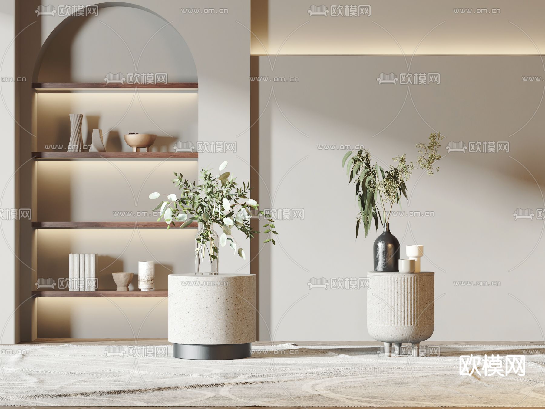 现代大理石边几圆几3d模型下载