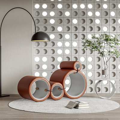  现代圆管状躺椅su模型 