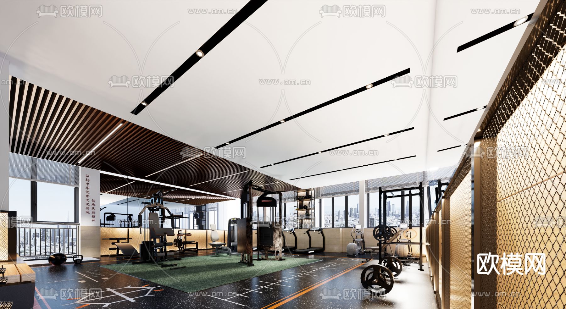 现代健身房su模型下载（渲染图1）