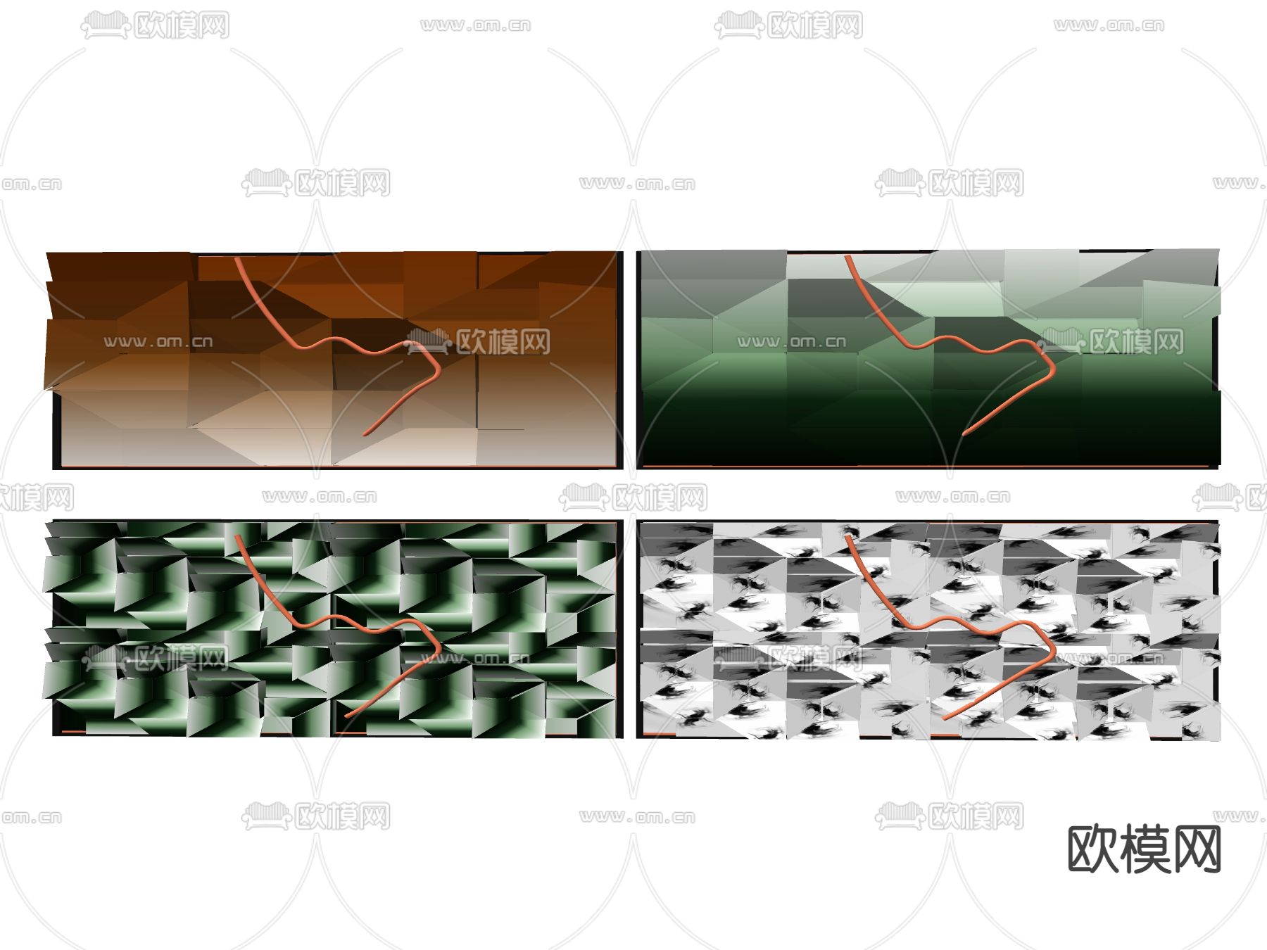 现代立体墙饰挂件su模型下载（渲染图2）