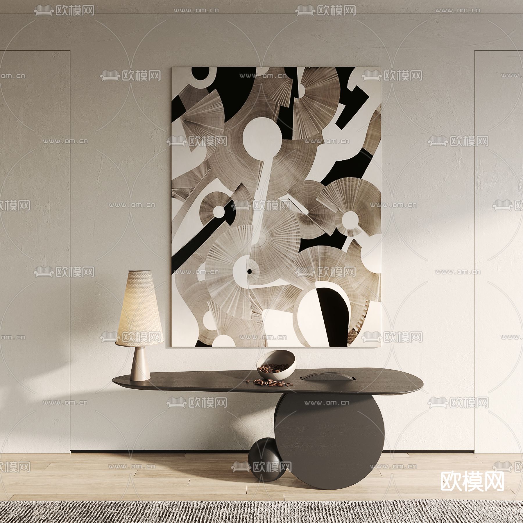 侘寂抽象装饰画挂画3d模型下载