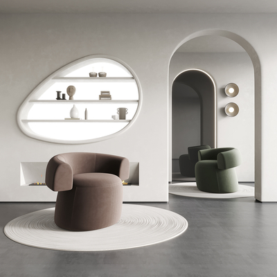 侘寂风单人沙发su模型