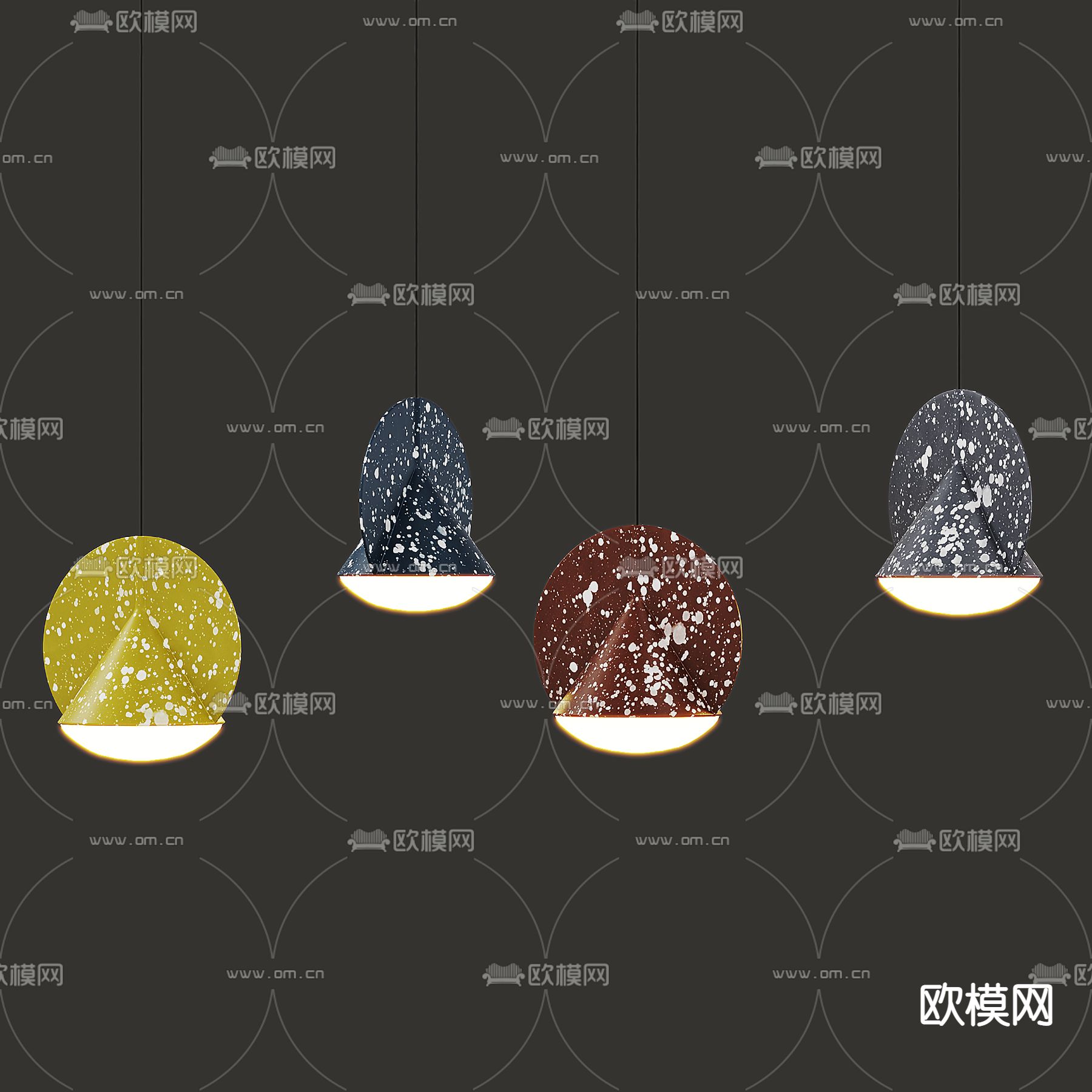 现代水磨石吊灯免费3d模型下载