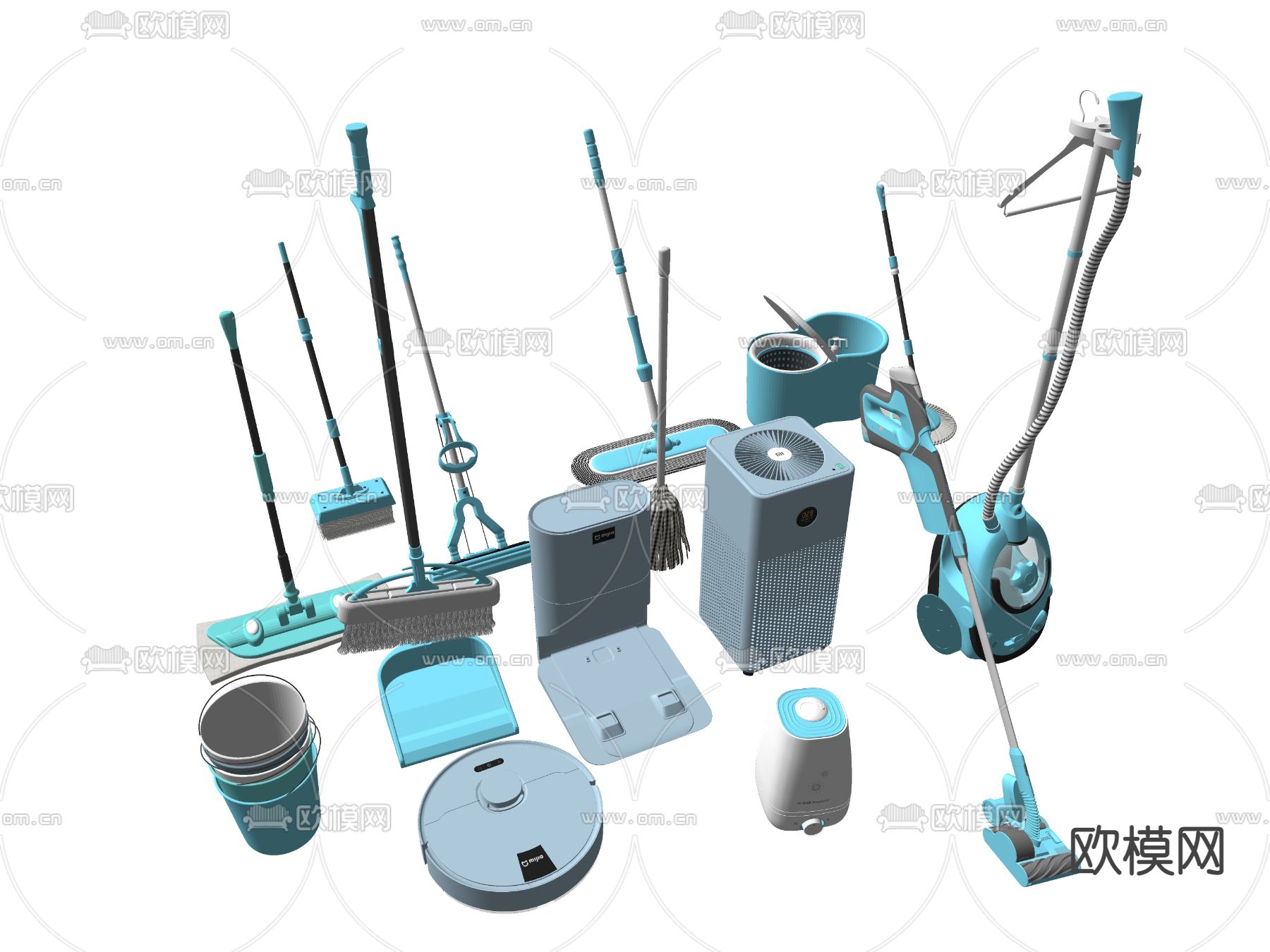 现代扫帚拖把吸尘器su模型下载（渲染图2）