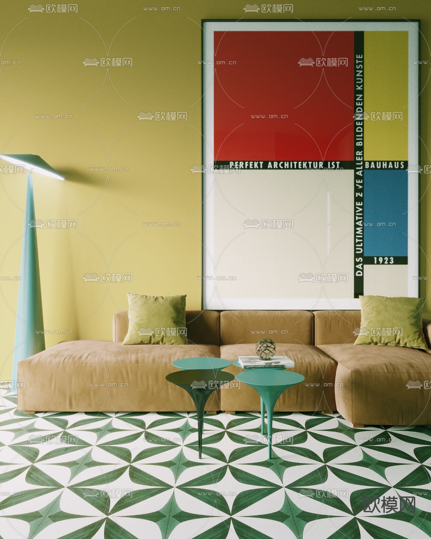 孟菲斯风色块挂画3d模型下载